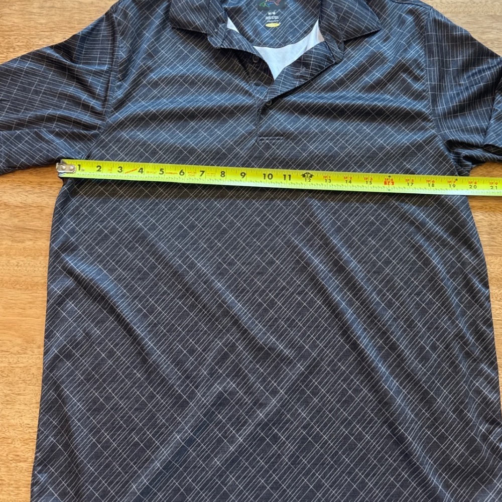 Greg Norman Play Dry Mens Golf Polo Shirt Medium Gray Grid Pattern Performance - Picture 6 of 7